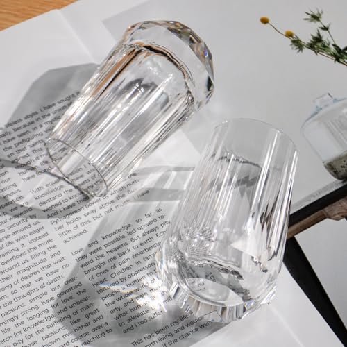 Crystal Whiskey Glasses Set of 2 Handcrafted Shot Glasses Stemless (2 Count)