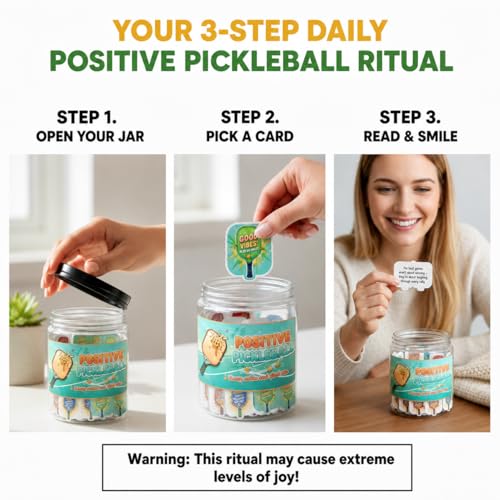 Positive Pickleball Jar With 60 Affirmation Cards
