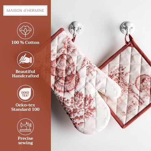 100% Cotton Oven Mitt & Pot Holder Set