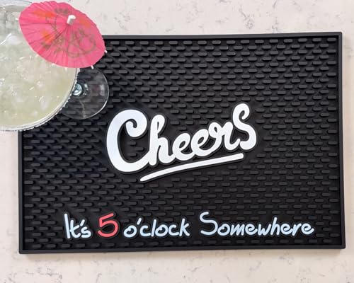 Cheers It's 5 O'Clock Somewhere Tiki Bar Mat 18x12 in