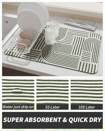 Coffee Mat Hide Stain Rubber Backed Absorbent Dish Drying Mat for Kitchen Counter