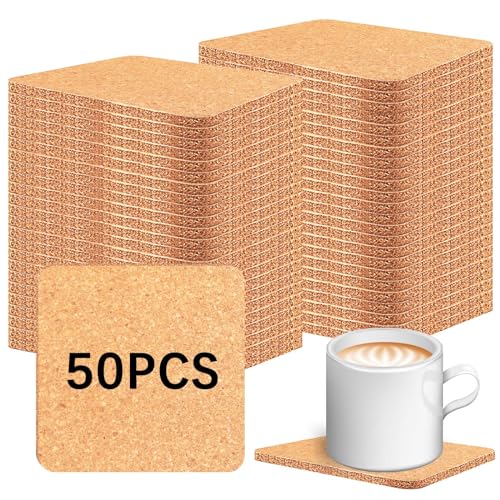 50 Pcs Cork Coasters Bulk (50 Count)