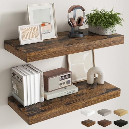 32 Inch Brown Floating Shelves for Wall (2 Count)