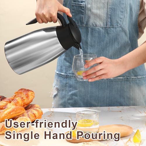 2 Pcs Thermal Coffee Carafe Insulated Stainless Steel Coffee Carafe for Hot Liquid Vacuum Thermal Pot Creamer Pitcher Dispenser with Brushes Keeping Hot Water Milk (4 Count)