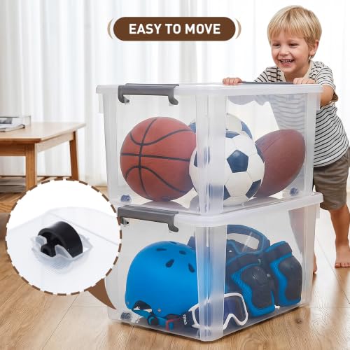 6 Packs 58.1 QT Plastic Storage Bins with Lids Large Stackable Storage Containers for Organizing Clear Storage Box for Garage (6 Count)