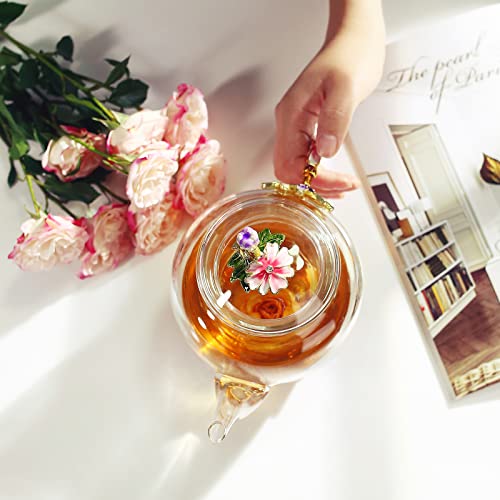 35OZ Enamel Glass Flower Teapot Gifts For Women