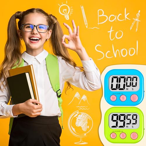Digital Kitchen Timers for Cooking Kids Blue Green 6 Pack (6 Count)