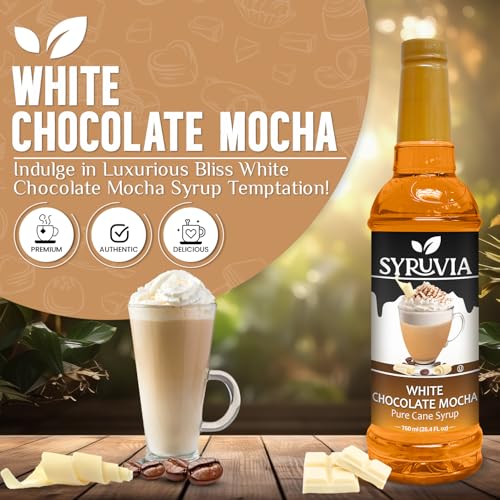 Coffee Syrup White Chocolate Mocha Flavored Syrup for Drinks (25.4 Fl Oz)