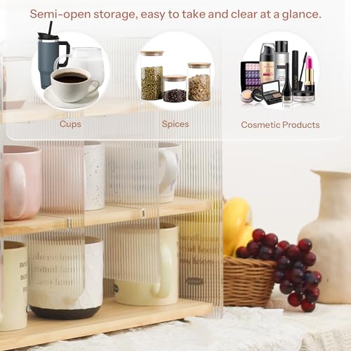 Mug Shelf 4 Tier Walnut Coffee Cup Displays