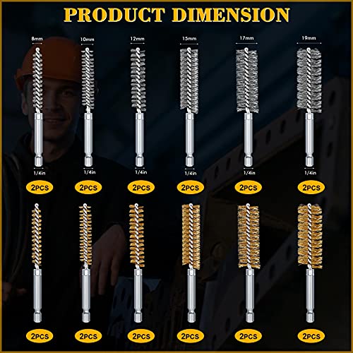 24 Pieces Bore Brush for Drill Wire Bore Brush Set Wire Cleaning Set Stainless Steel Cleaning for Power Drill Impact Driver