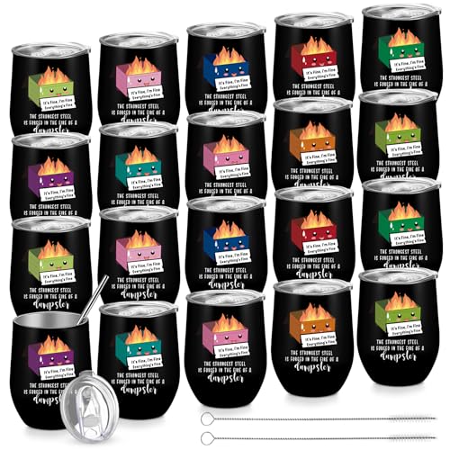 20 Pcs Coworker Gift Dumpster Fire Tumbler with Straw Lid (20 Count)