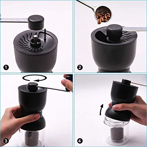 Manual Coffee Grinder Ceramic Burrs Adjustable Coarseness 2 Containers