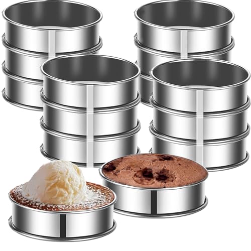 12packs Crumpet Rings 4 Inch English Muffin Rings Stainless Steel Double Rolled Nonstick Metal Round Tart Ring Molds for Cookie Cooking Baking (12 Count)