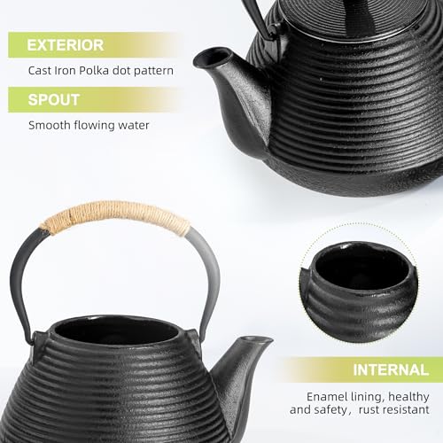 Japanese Tetsubin Tea Kettle Cast Iron Teapot with Stainless Steel Infuser 30 oz