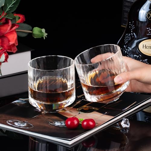 Crystal Whiskey Glasses Set of 2 Old Fashioned Glasses Hand Blown (2 Count)