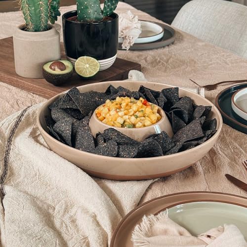 Ceramic Chips and Dip Serving Tray