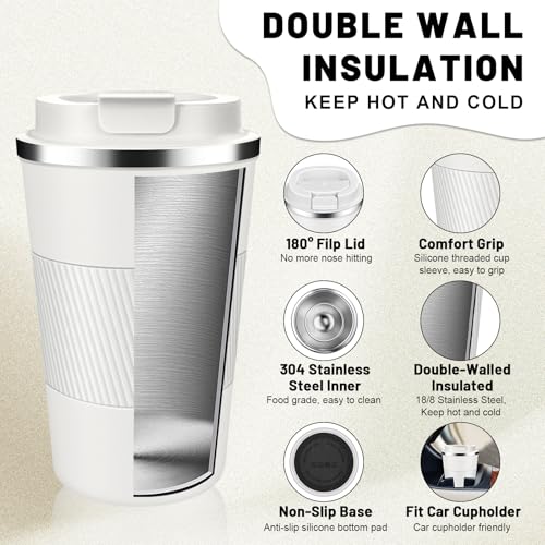 Insulated Coffee Tumblers with Flip Lid 12oz
