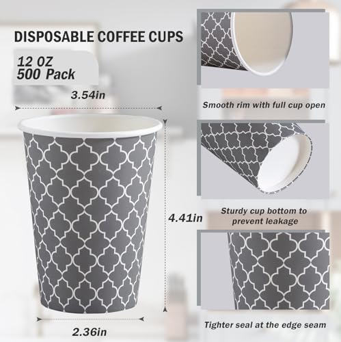 Coffee Cups 12 oz 500 Pack (500 Count)