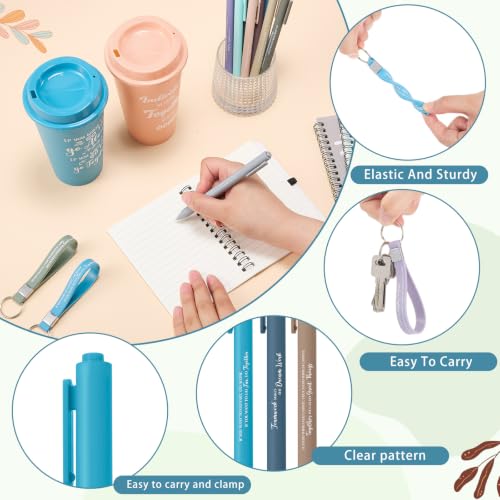 24 Set 96 Pcs Team Appreciation Gift Set Inspirational Employee Appreciation Gift Bulk 16 oz Coffee Cups with Team Notebook Pen Keychains for Staff Teacher (24 Count)