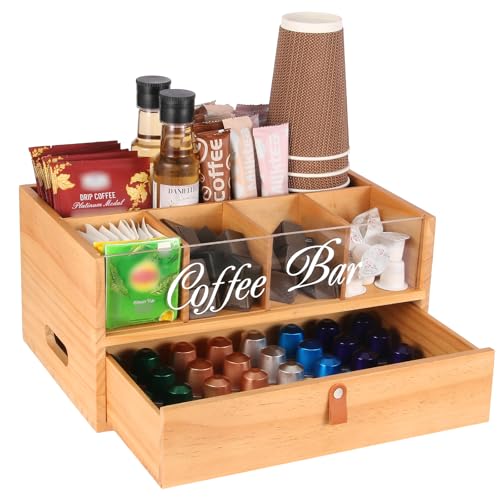 2 Tier Coffee Bar Organizer with Clear Acrylic Top