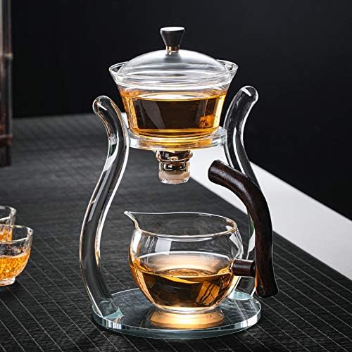Glass Teapot Set Semi Automatic Drip Rotating with Infuser Lazy Kungfu Tea pot Set