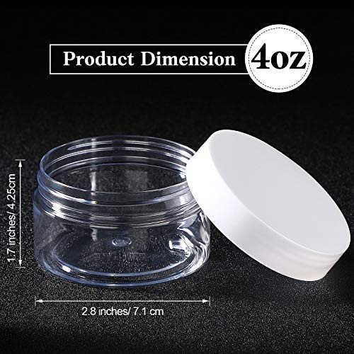 4 Pcs Plastic Jars Wide Mouth with Lids (4 Ounce)