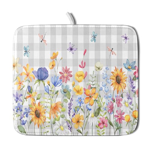 Spring Floral Dish Drying Mat