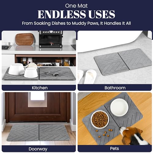 Folding Stone Dish Drying Mat for Kitchen Counter 23"x15"