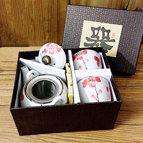 Tea Gift Set Tea Set Ceramic Teapot with Handle Porcelain Flower Tea Set Teapot and 2 Cups