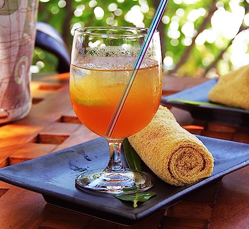 Stainless Steel Straws Short Small 5.9" Reusable Metal Bar Drinking Straw Set With Cleaner Brush for Cocktails Rock Gin Glass Coffee Mason Jar Tumblers Kids Fruit Juice Box (16 Count)