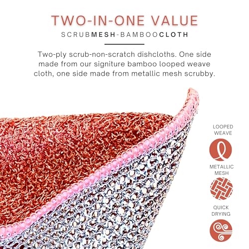 Scrubbing Dishcloths 2ply Mesh Scrub Reusable Dishrag 6pk 6x7in