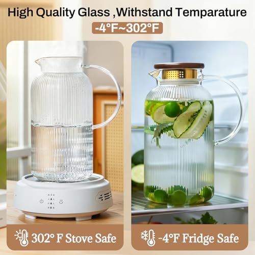 2 PACK Glass Pitcher with Lid (2 Count)