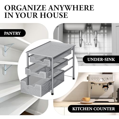 Stackable 3 Tier Sliding Basket Organizer Drawer (3 Count)