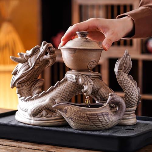 Ceramic Teapot with Infuser Semi Automatic Tea Set Magic Teapot with 8 cups Gradient Color (11 Count)