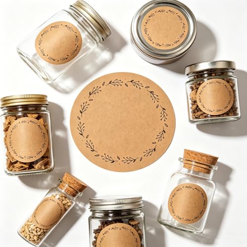 Kraft Paper Custom Stickers Round Labels Personalized with Text (100 Count)