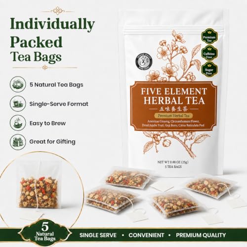 Five Element Herbal Tea Bags With American Ginseng