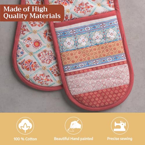 Double Oven Mitts 100% Cotton Double Oven Glove