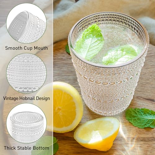 Hobnail Drinking Glasses Set of 12 Kitchen Glass Cups Glassware (12 Count)