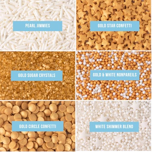 Sprinkles 6 Cell Edible Sprinkle Mix Jimmies Perfect for Cake Decorations Baking Ice Cream Cookies Cupcake Topper (6.45 Ounce)