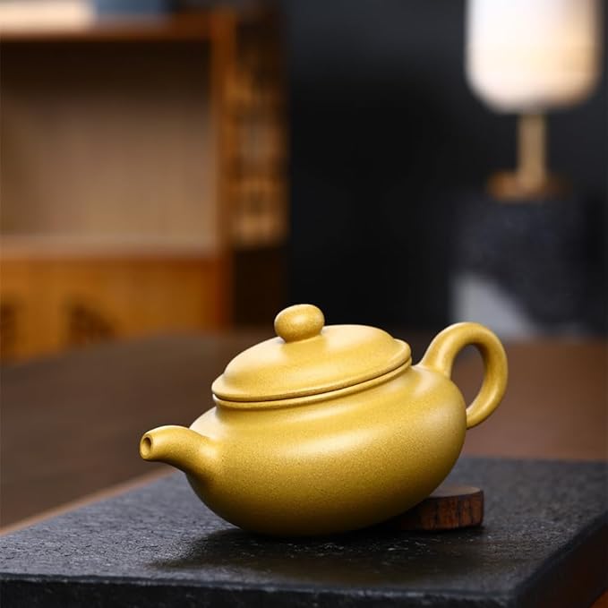 Teapot 8oz Chinese Yixing Clay Genuine Zisha Classics Pot Infusers Kungfu Tea (Yellow)