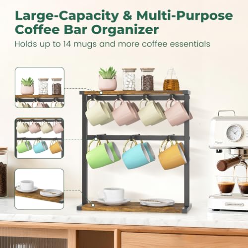 Coffee Mug Holder Cup Tree Rack for Coffee Bar Countertop