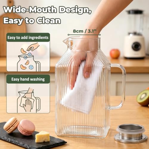 1 Gallon Glass Pitcher Thickened Square Striped Borosilicate Glass
