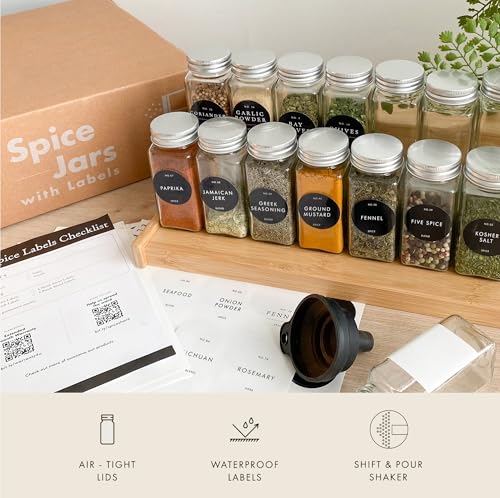 Minimalist Spice Jars with Labels (36 Count)