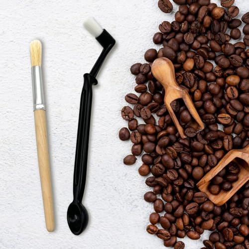 Coffee Brush Set with Wooden and Nylon Brushes for Coffee Machine Cleaning