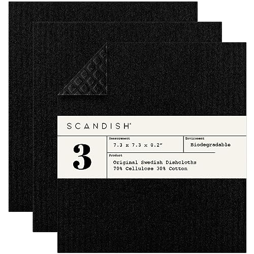Black Swedish Dishcloths for Kitchen (3 Count)