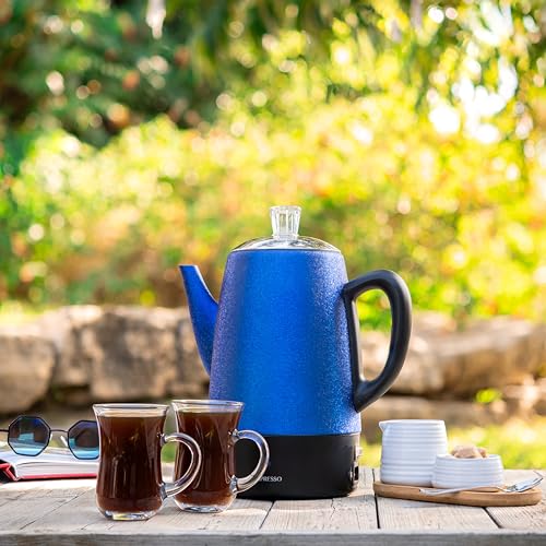 10 Cup Shiny Blue Electric Percolator Coffee Pot (10 Count)