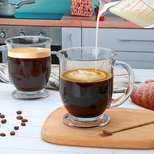 Set of 4 Clear Glass Coffee Mugs (4 Count)