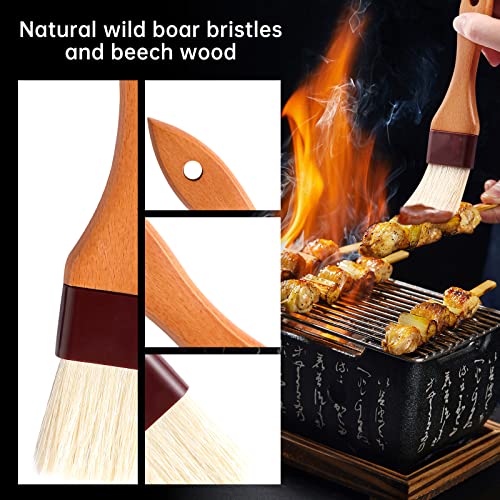 4 Pack Silicone Basting Pastry Brushes with 2 Wood Handle Culinary Oil Brushes