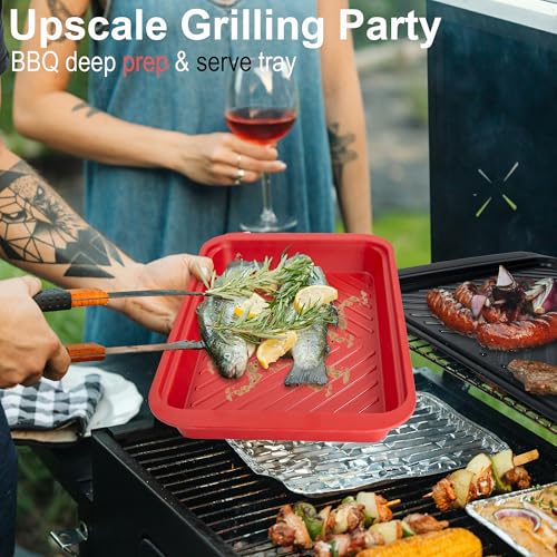 Grilling Prep and Serving Tray with Lid (2 Count)