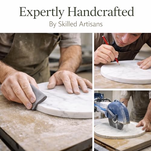 8 Inch Round Marble Cheese Board with Non